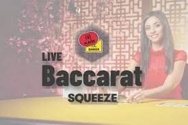 Baccarat Squeeze online game logo by Evolution on psk-casino-online.com
